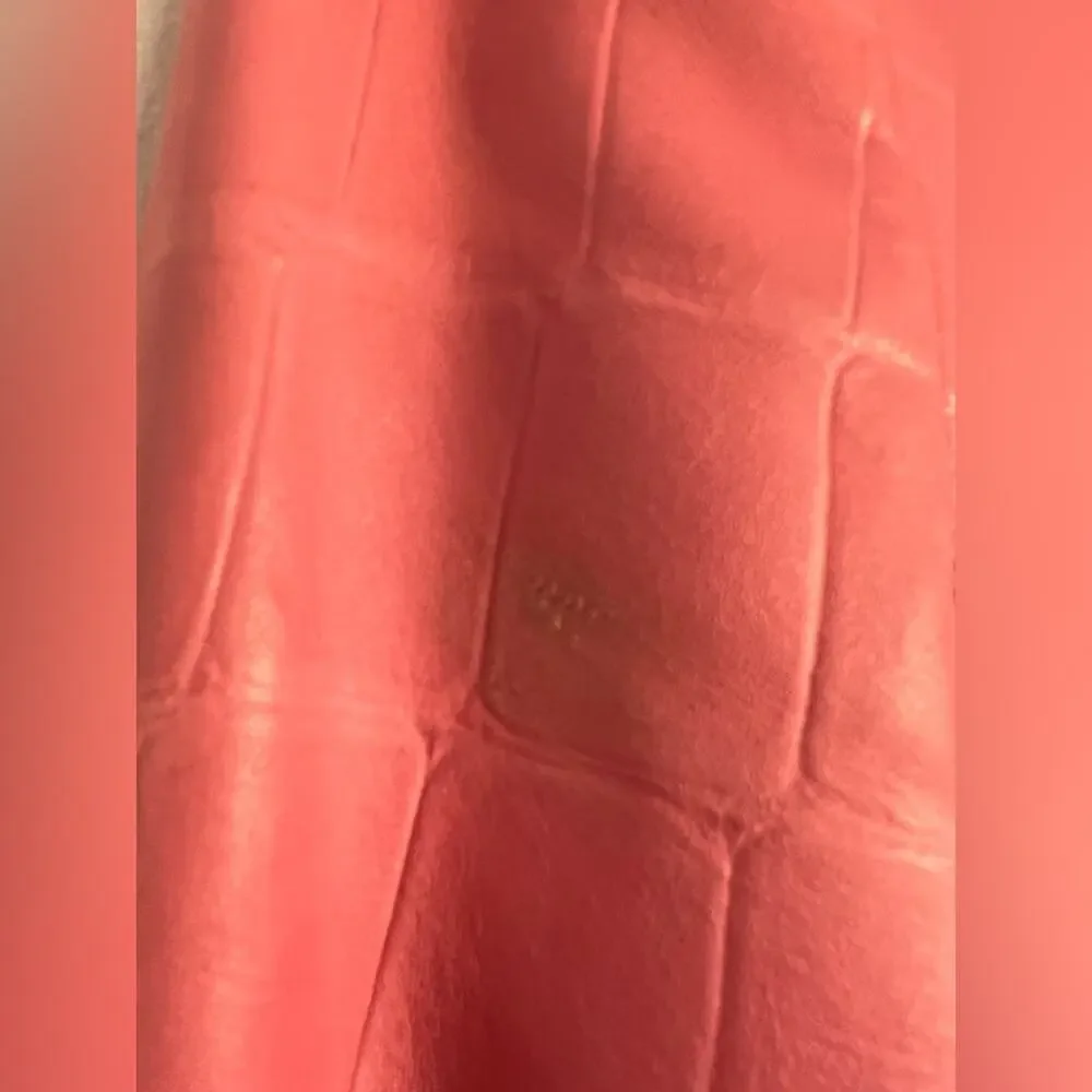 Escada 2/4 vintage RARE pink lamb leather skirt suit jacket set fall unique